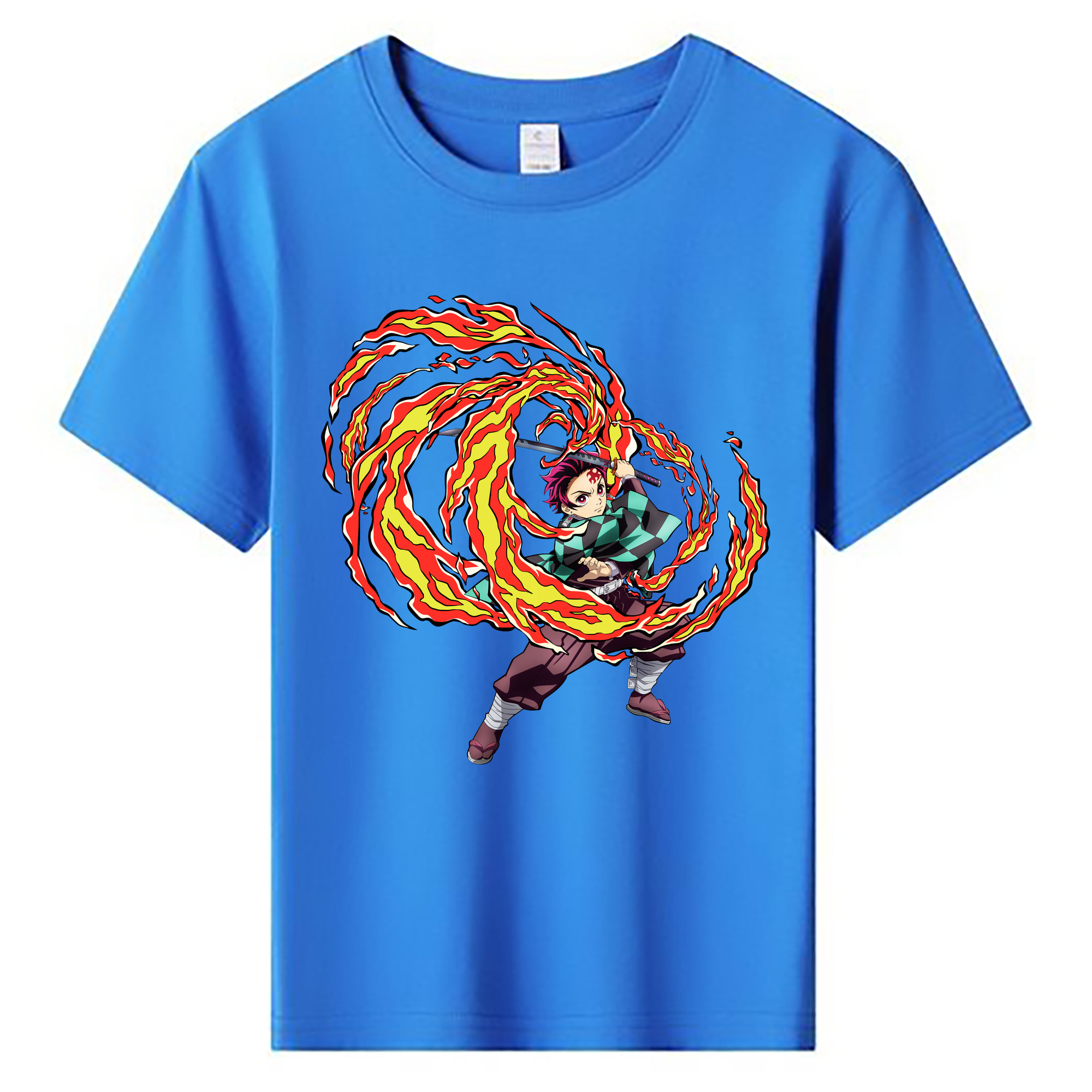 （画像用） 鬼滅の刃 竈門 炭治郎／かまど たんじろう Kamado Tanjirou 綿100％キッズTシャツ（フロントプリント）